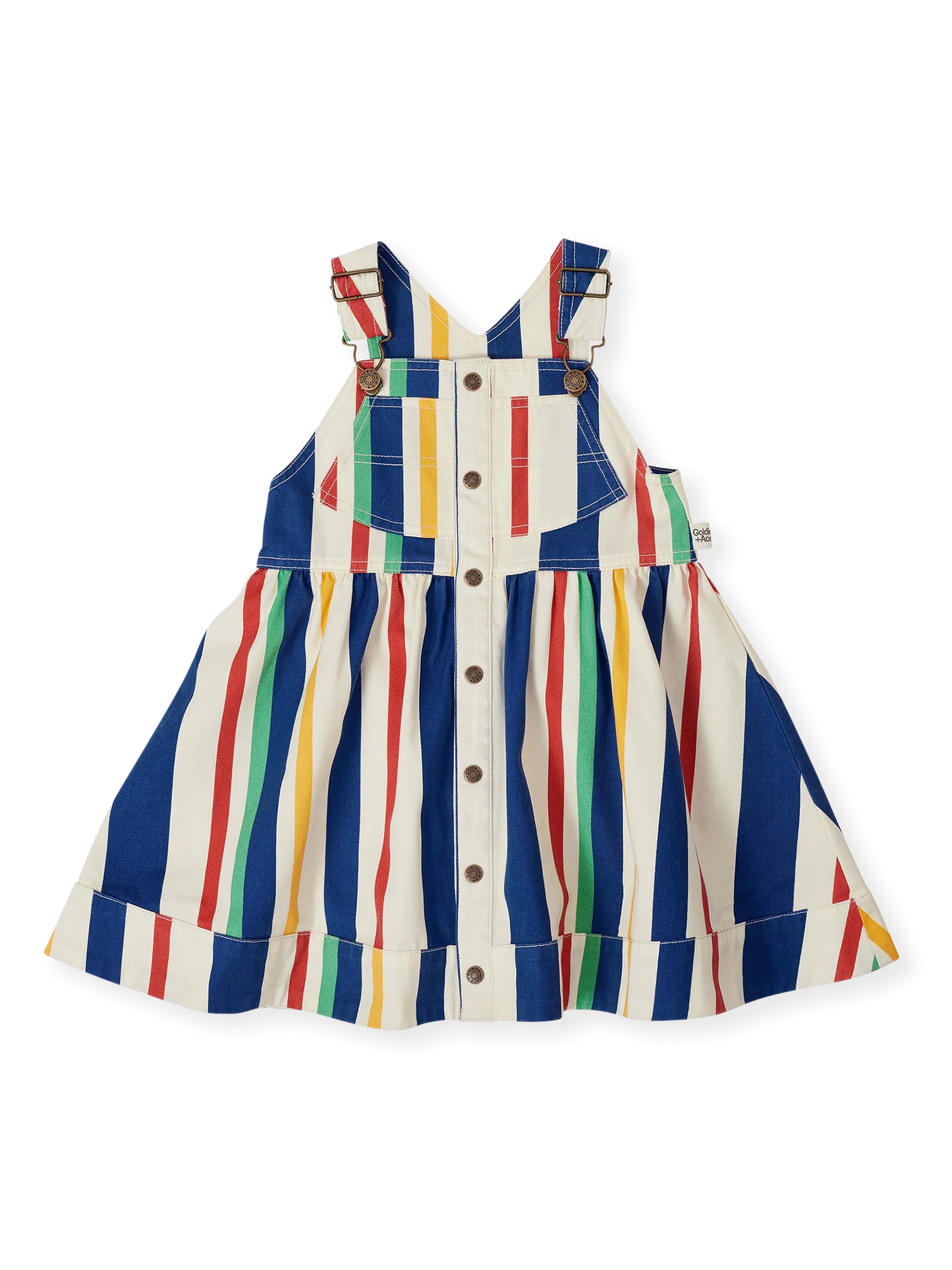 Goldie + Ace 90's Bold Stripe Heidi Denim Pinafore Dress