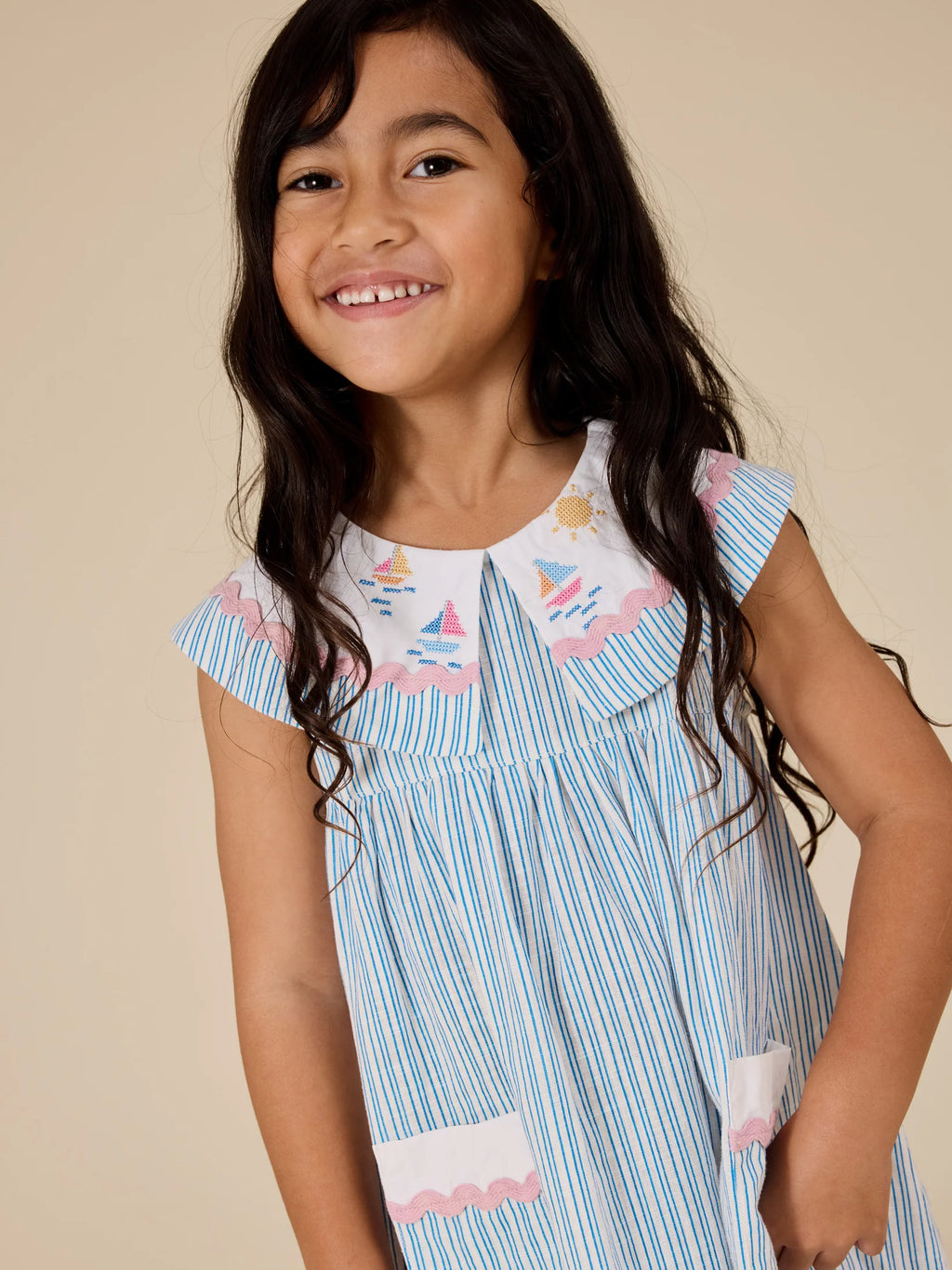 Goldie + Ace Sailor Stripe Lucy Collared Dress