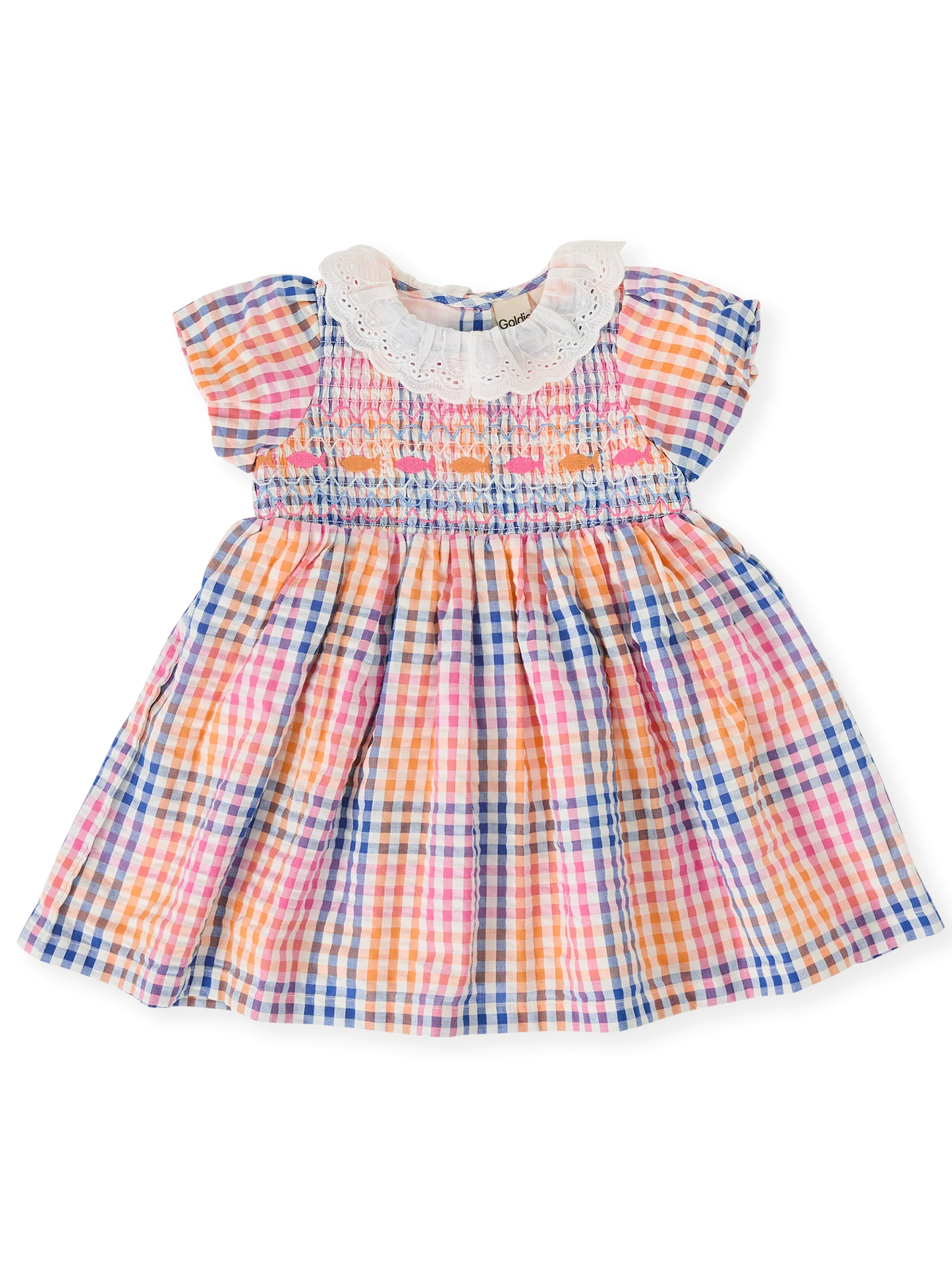 Goldie + Ace Rainbow Gingham Flo Smocked Dress