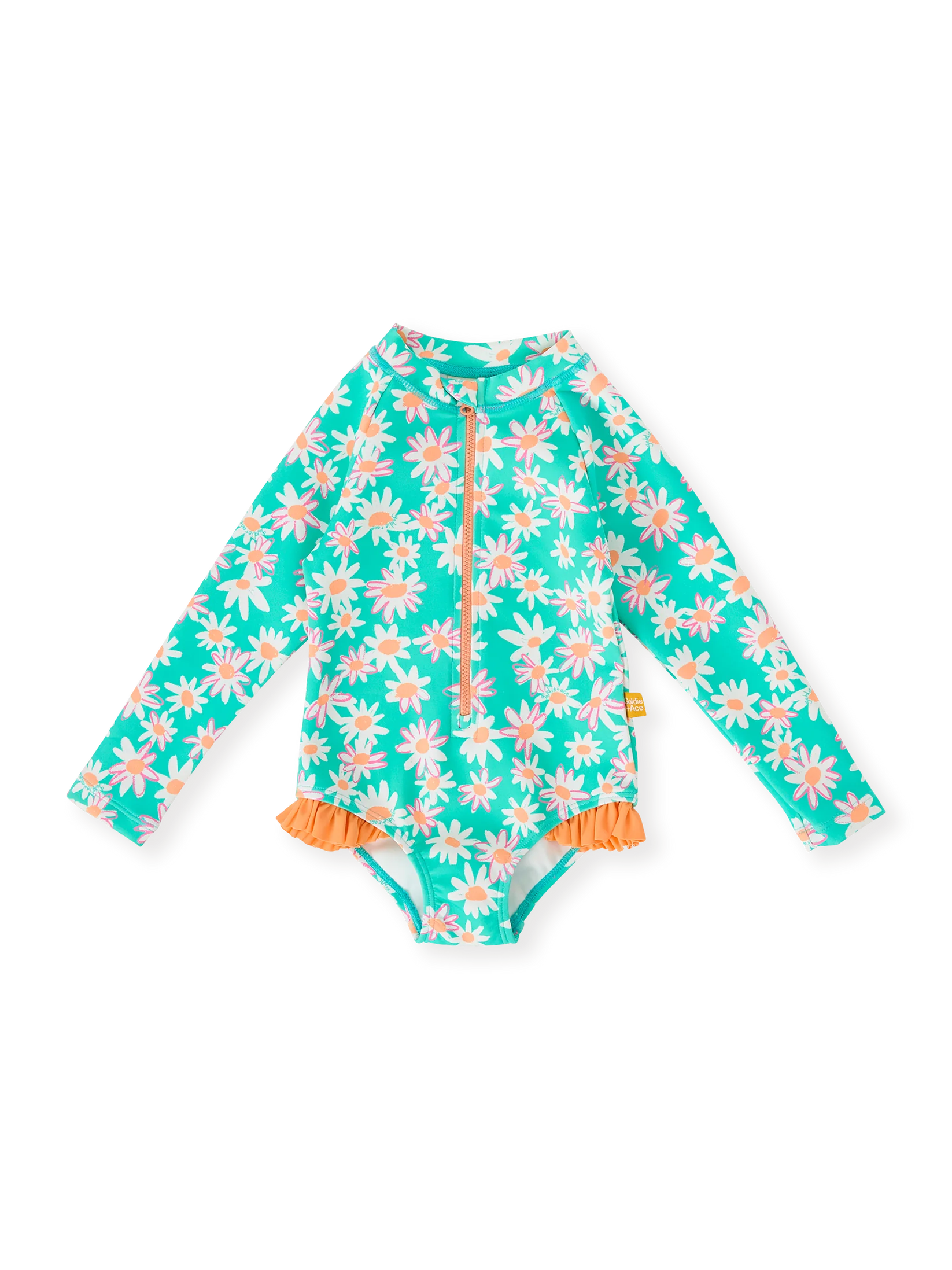 Goldie + Ace  Daisy Patch Long Sleeve Frill Swimsuit