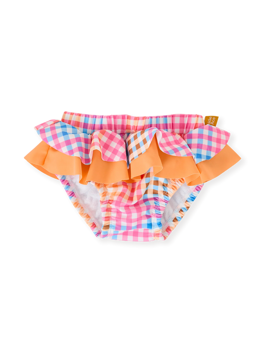Goldie + Ace Rainbow Gingham Frill Waist Swim Nappy