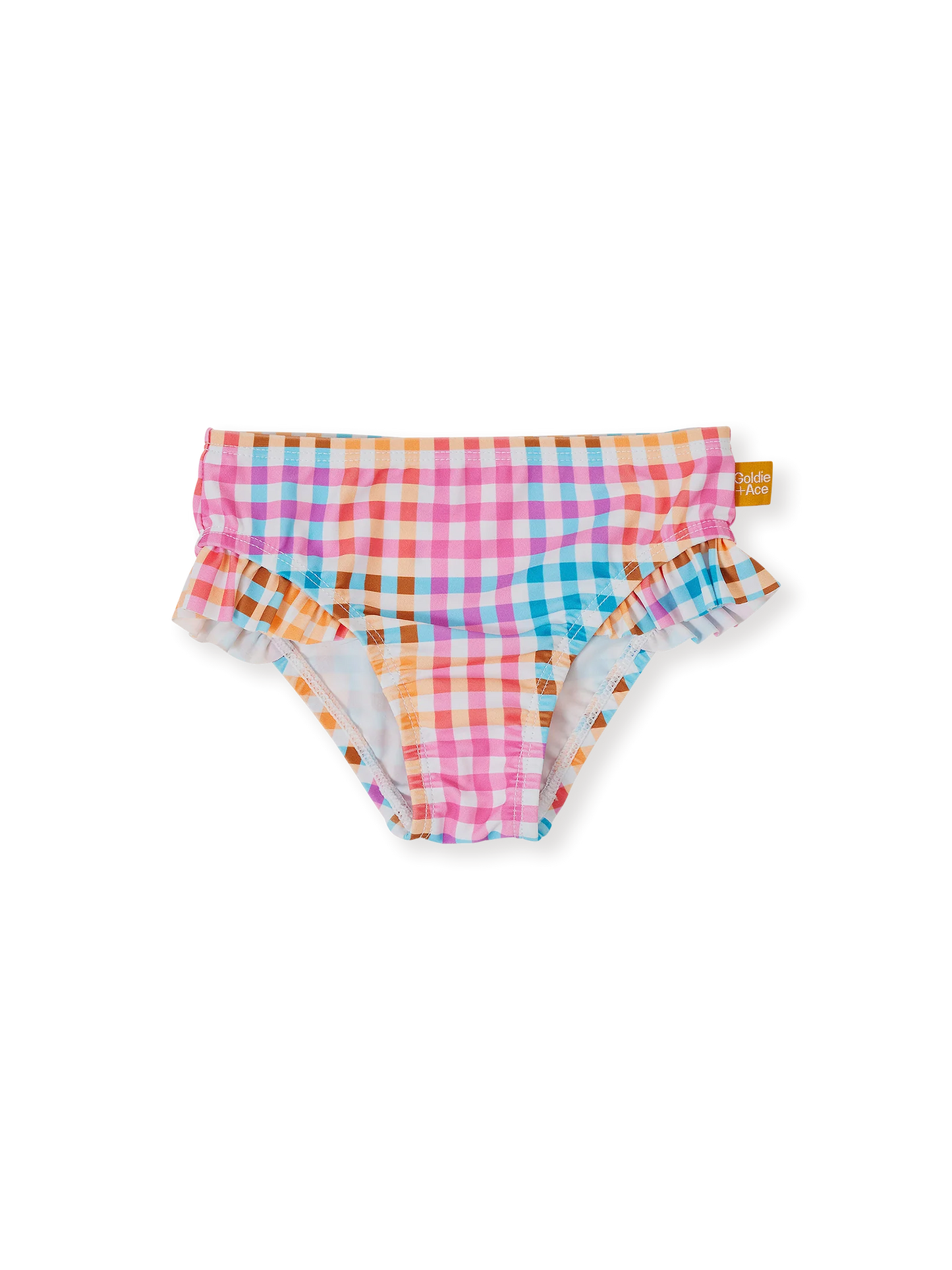 Goldie + Ace Rainbow Gingham Frill Waist Bikini Bottom