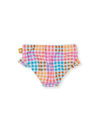Goldie + Ace Rainbow Gingham Frill Waist Bikini Bottom