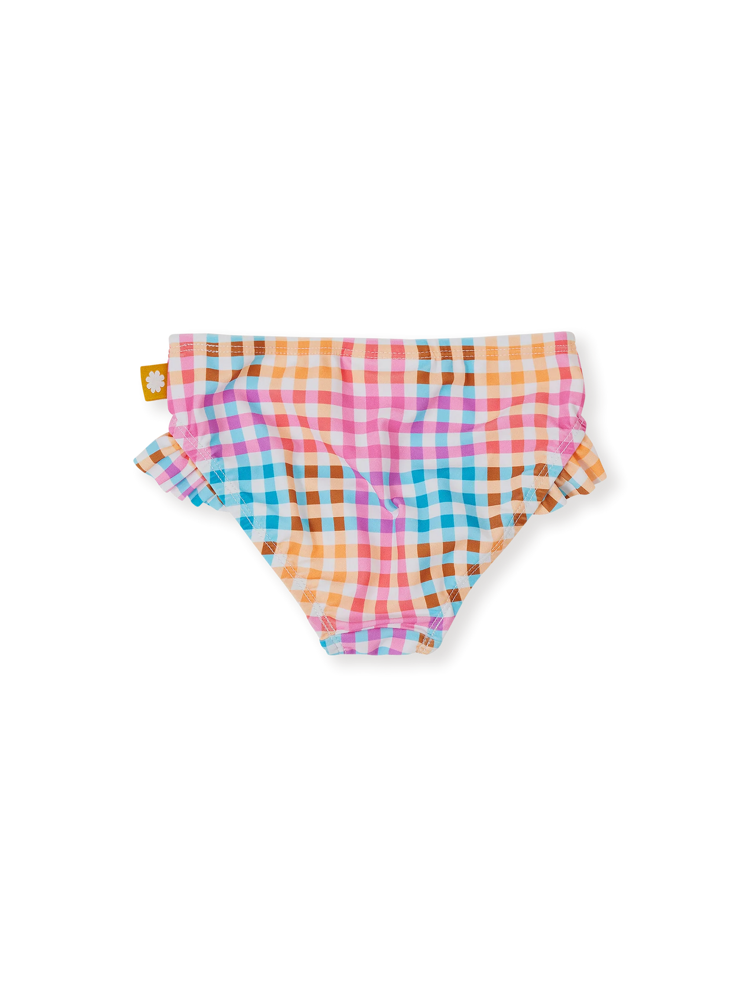 Goldie + Ace Rainbow Gingham Frill Waist Bikini Bottom