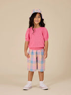 Goldie + Ace Rainbow Gingham Kirby Relaxed Shorts