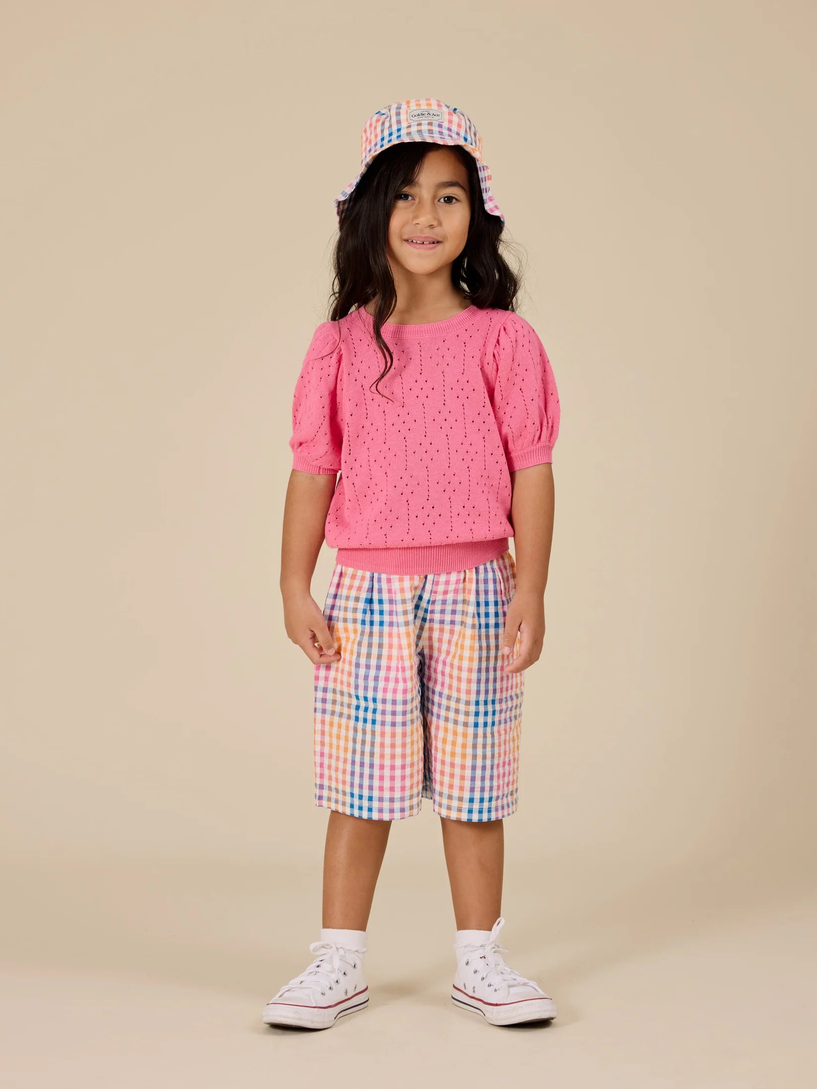 Goldie + Ace Rainbow Gingham Kirby Relaxed Shorts