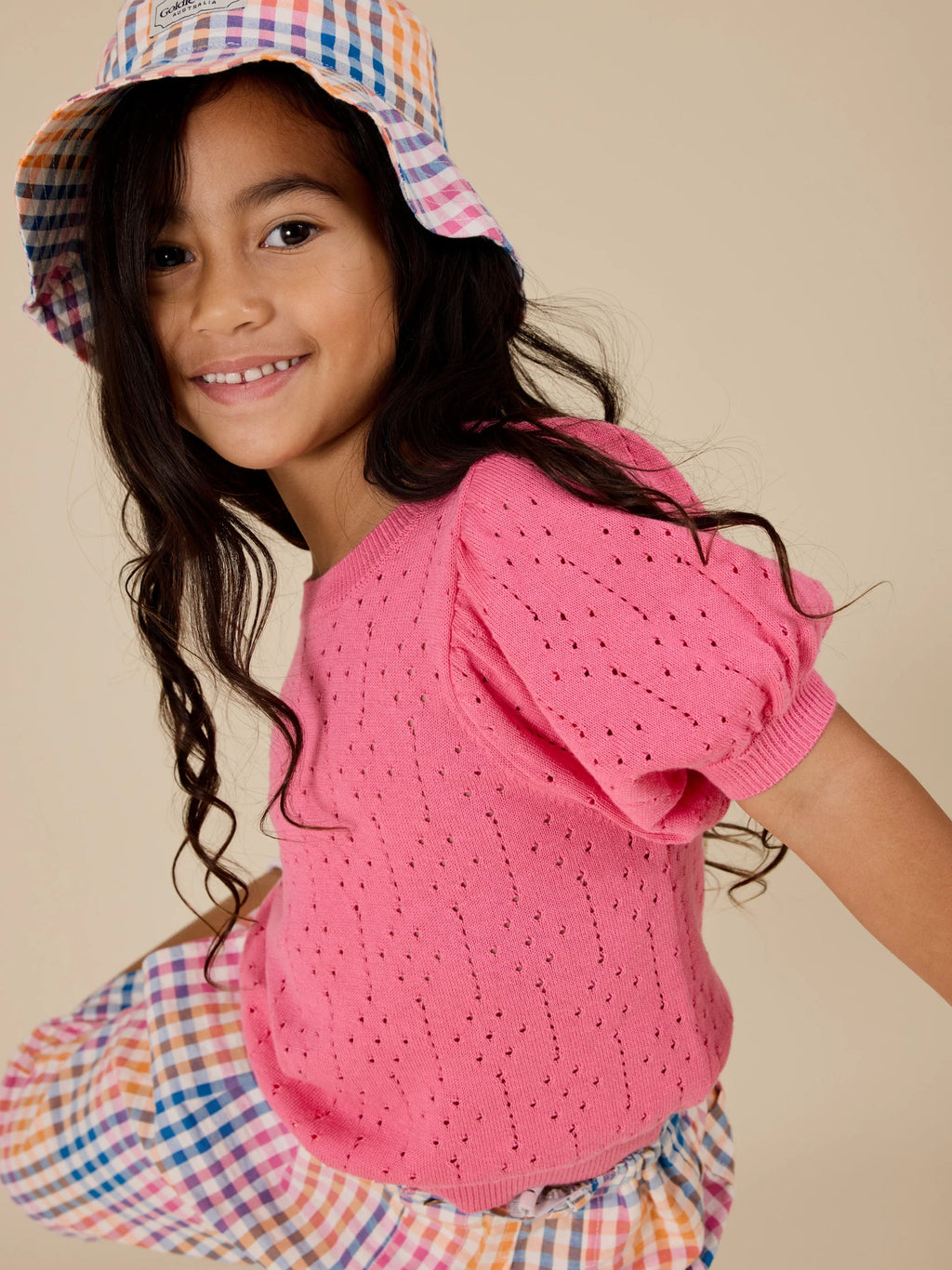 Goldie + Ace Rainbow Gingham Bucket Hat