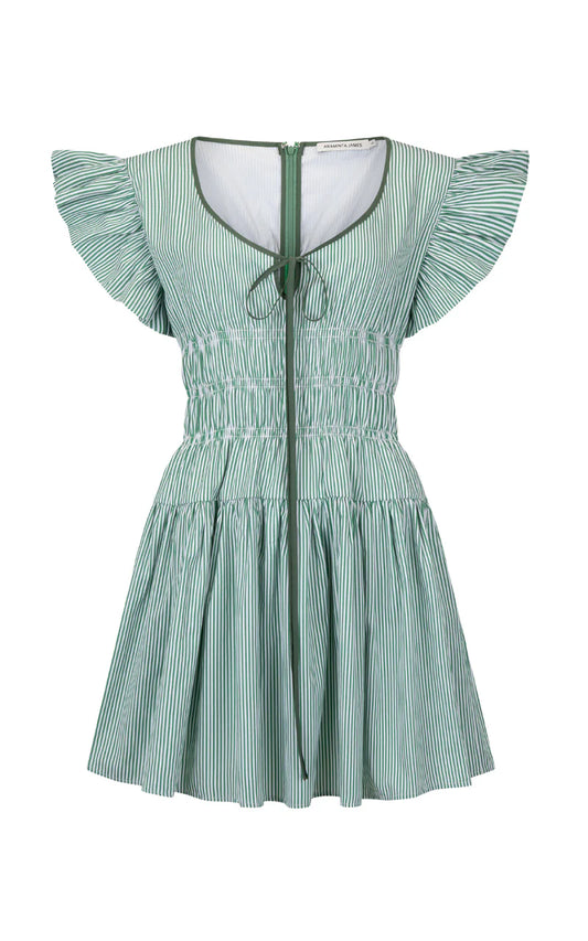 Araminta James Delfina Mini Dress Verde Stripe