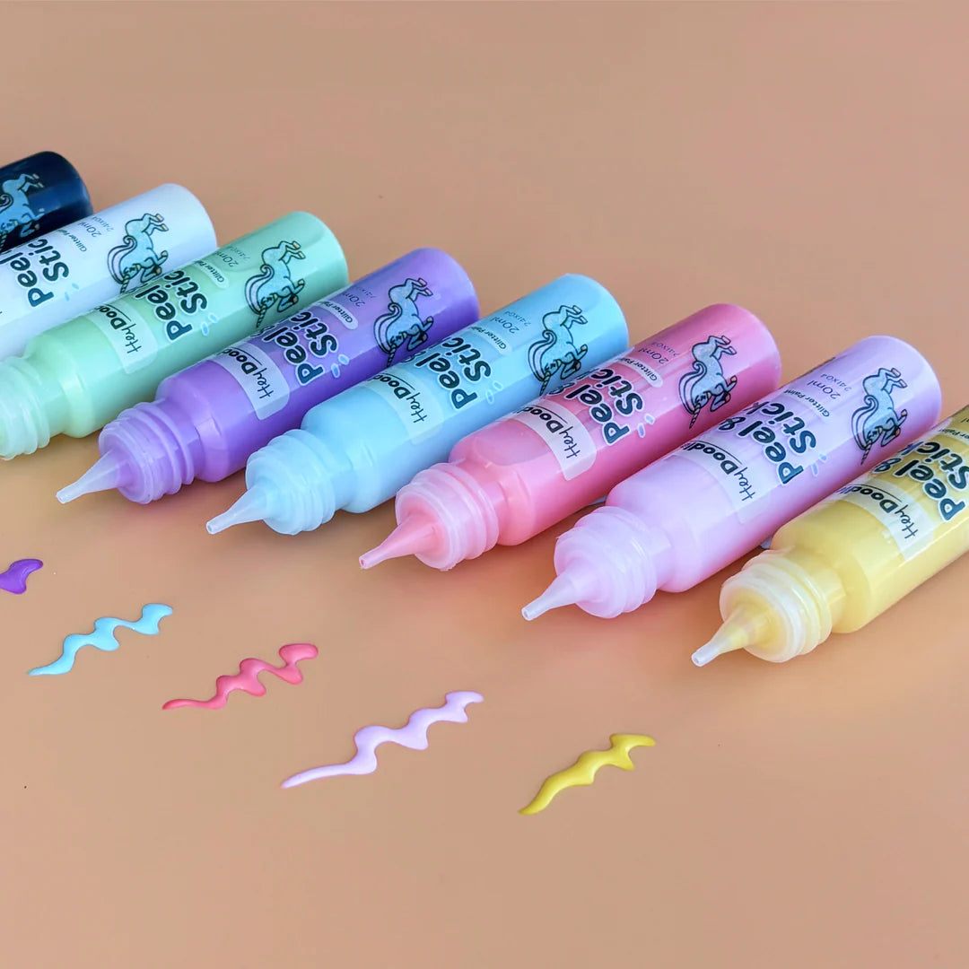 Hey Doodle Peel & Stick Glitter Paint - Easy Peel and Stickable Colours