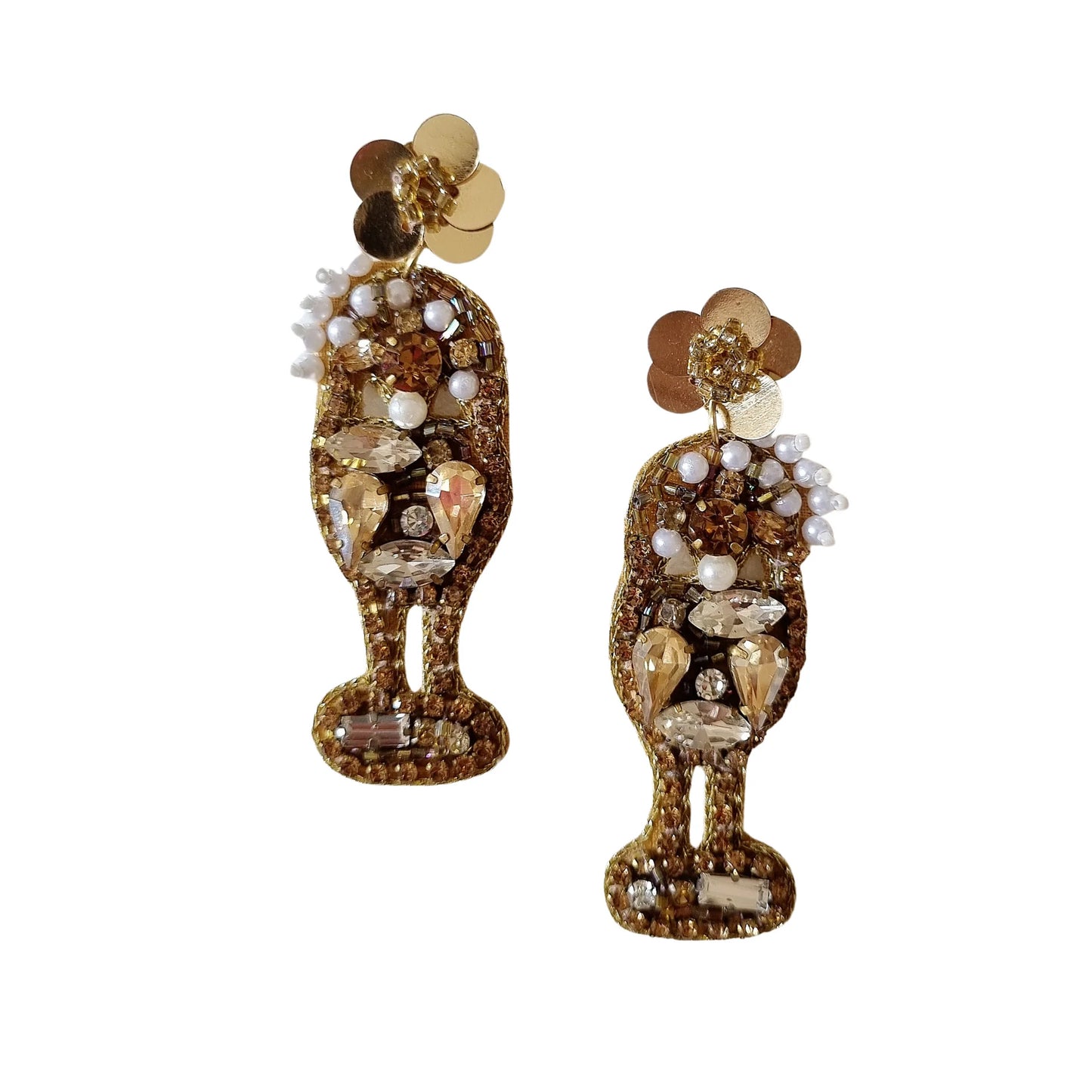 Zoda - Beaded Pearl Wine Glass Earring