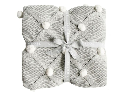 Alimrose Pom Pom Baby Blanket - Grey