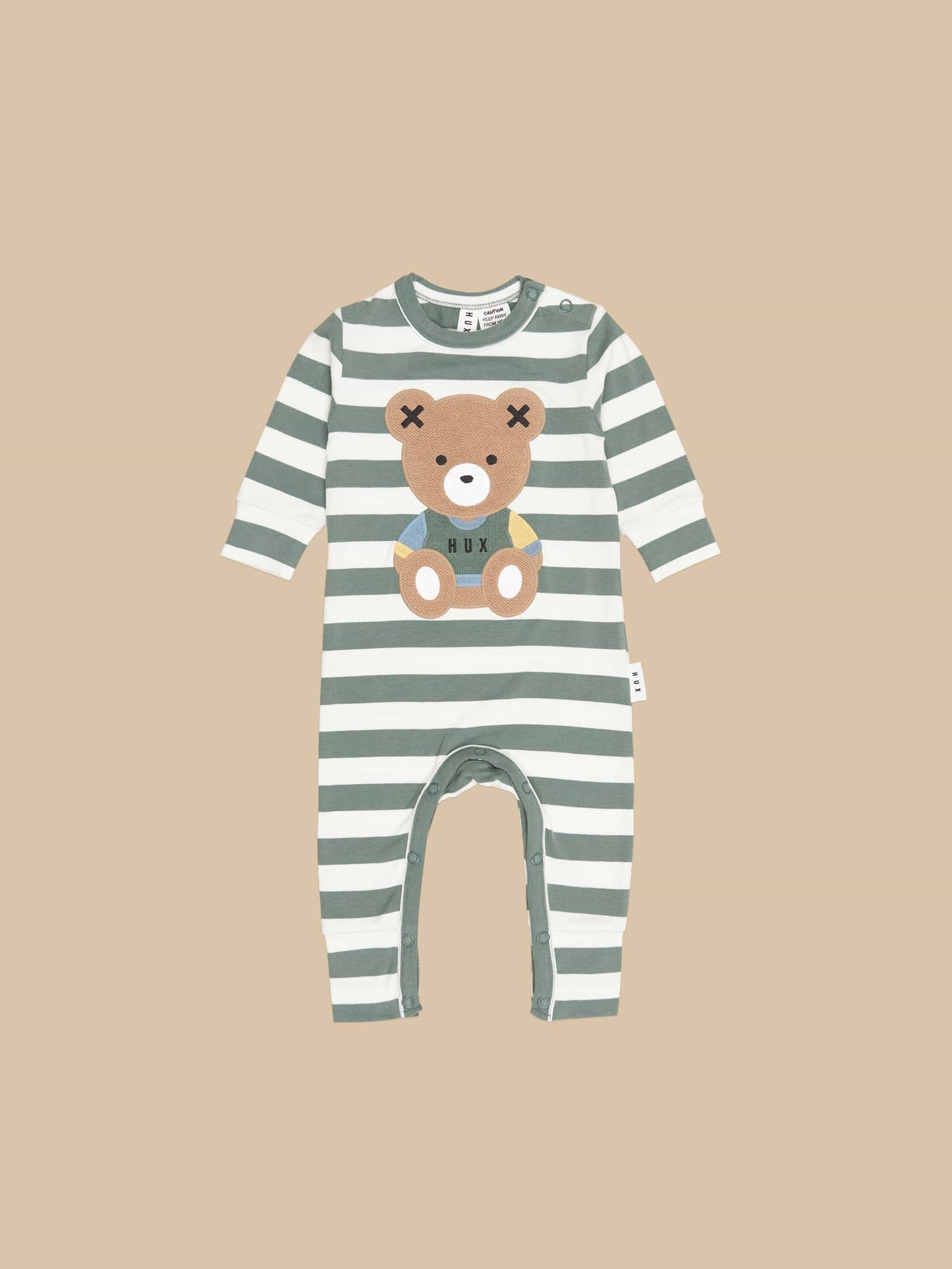 Huxbaby Teddy Hux Stripe Romper Spruce & Almond