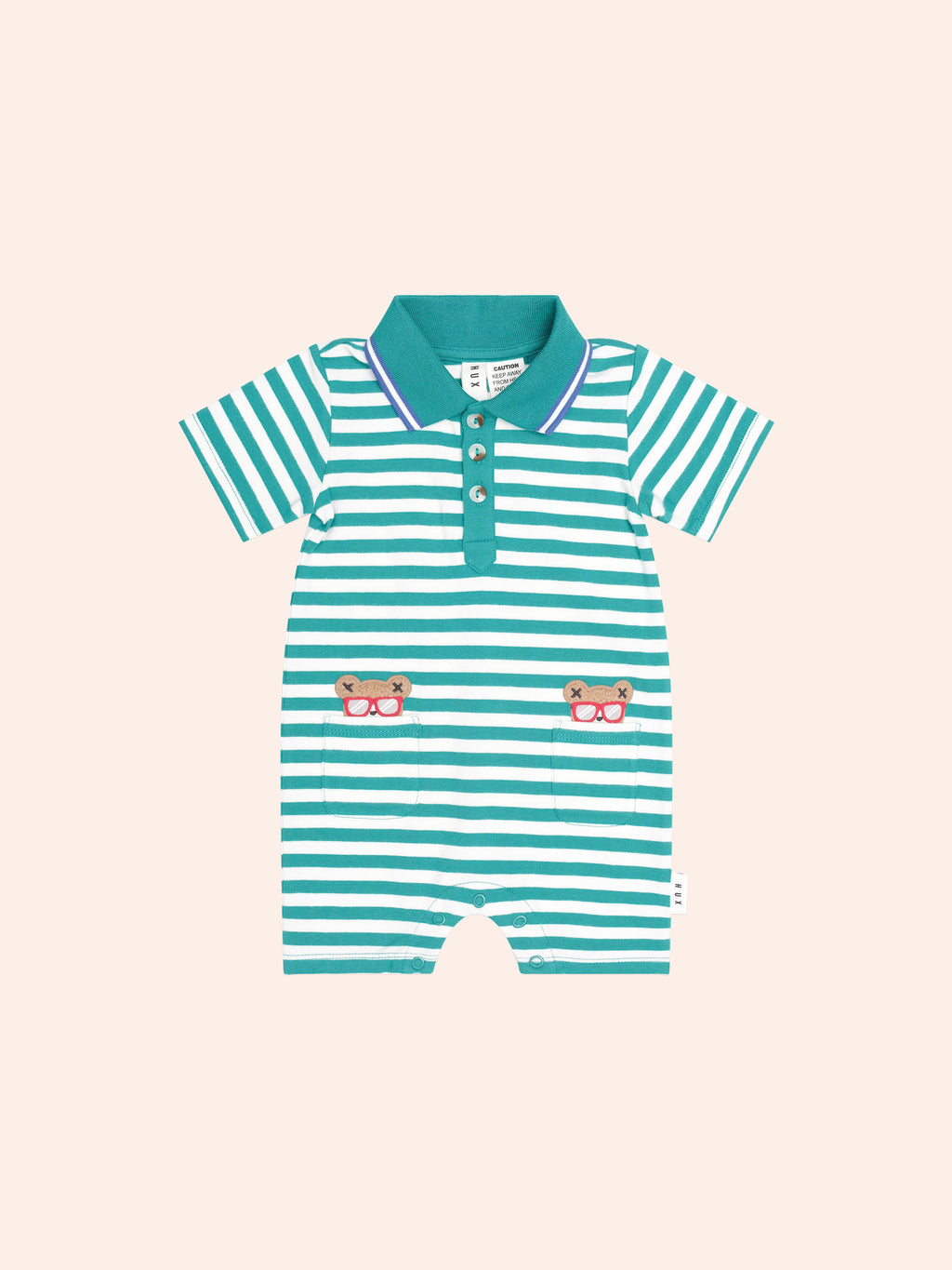 Huxbaby Green Stripe Vacay Hux Romper