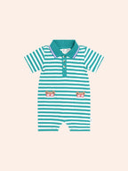 Huxbaby Green Stripe Vacay Hux Romper