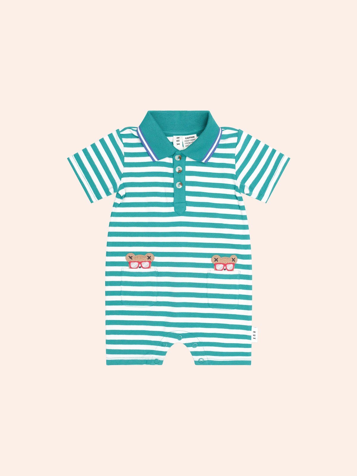 Huxbaby Green Stripe Vacay Hux Romper