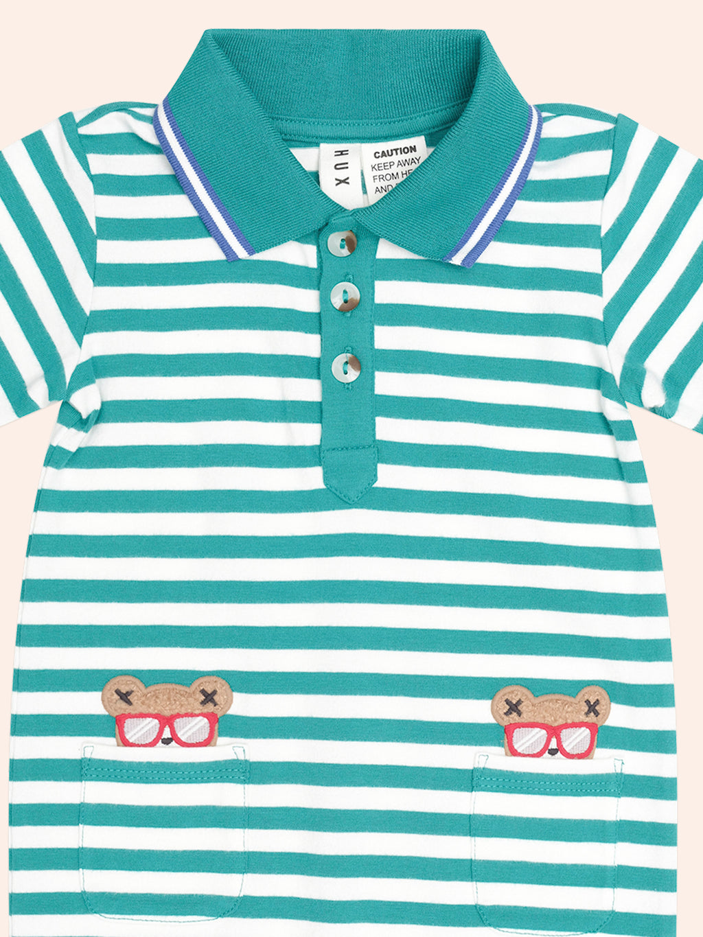 Huxbaby Green Stripe Vacay Hux Romper