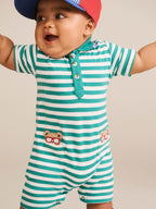 Huxbaby Green Stripe Vacay Hux Romper