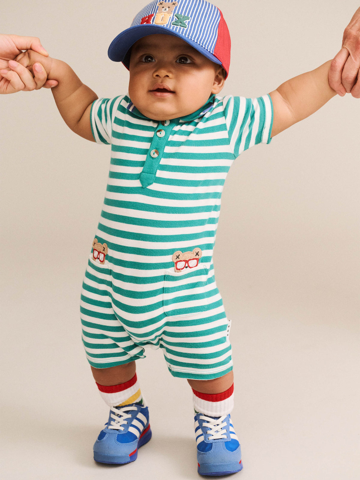 Huxbaby Green Stripe Vacay Hux Romper