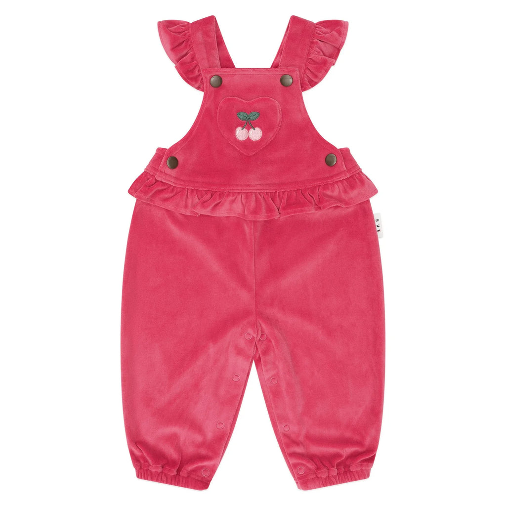 Huxbaby Very Cherry Velour Frill Overall
