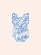 Huxbaby Dusty Blue Gingham Bow Playsuit
