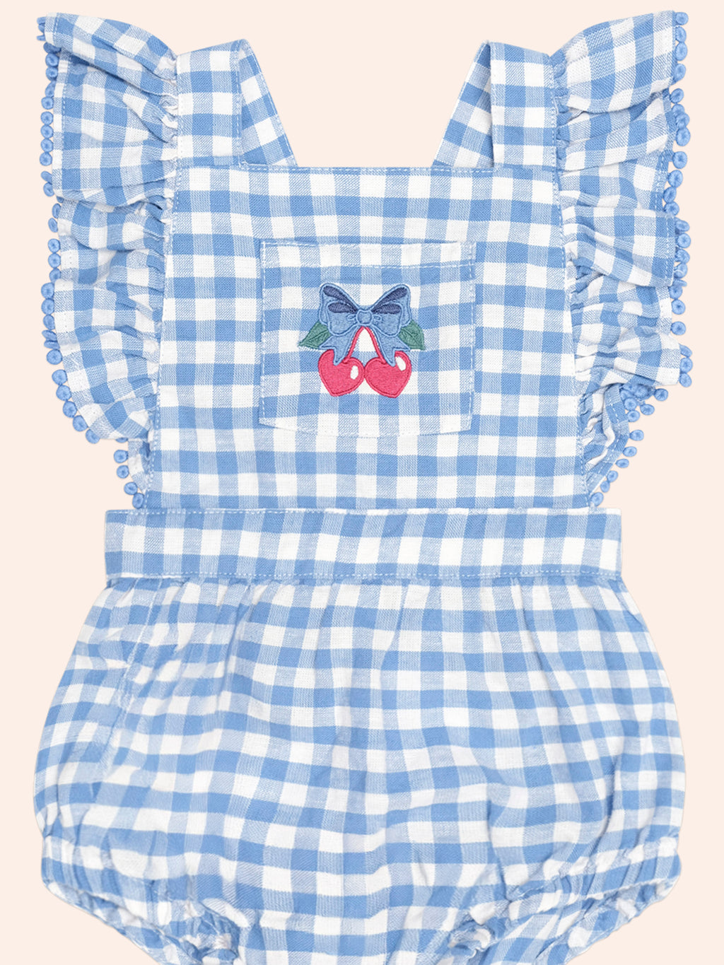 Huxbaby Dusty Blue Gingham Bow Playsuit