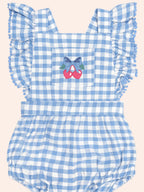 Huxbaby Dusty Blue Gingham Bow Playsuit
