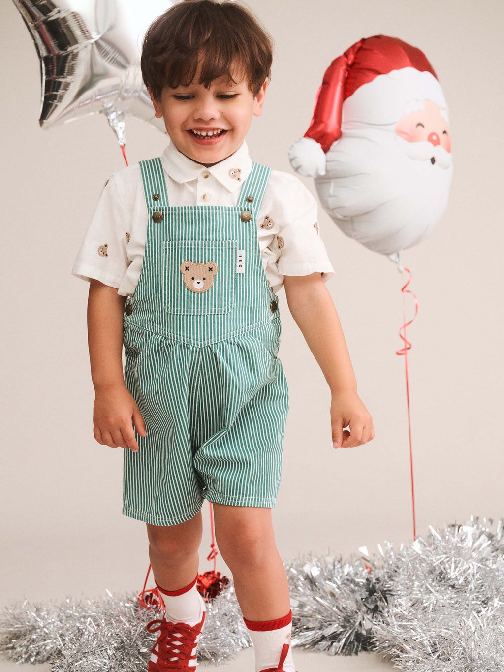 Huxbaby Mistletoe Stripe Shortall