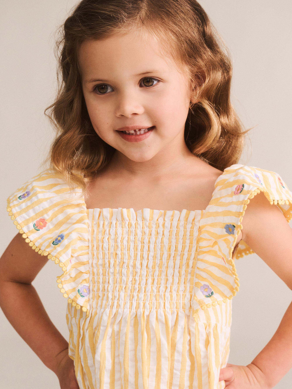 Huxbaby Flower Field Stripe Shirred Dress