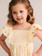 Huxbaby Flower Field Stripe Shirred Dress