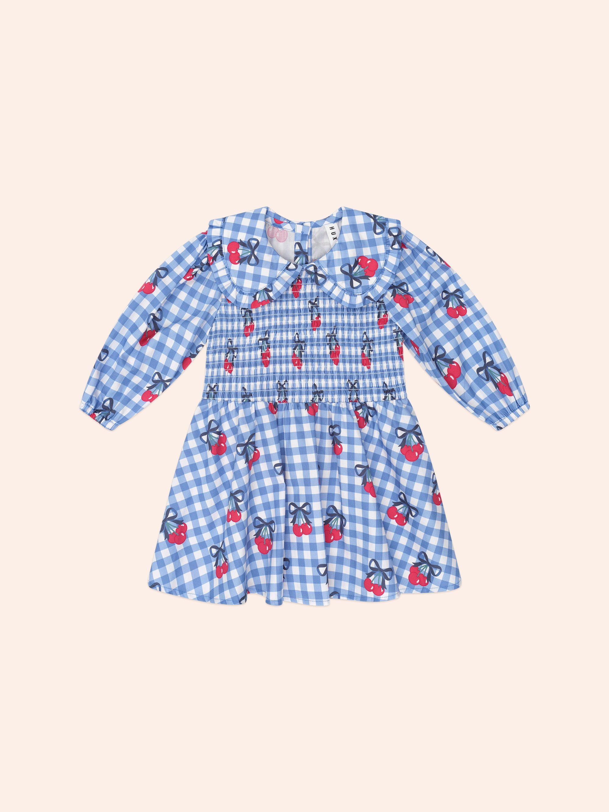 Huxbaby Cherry Gingham Shirred Dress