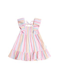 Huxbaby Rainbow Stripe Shirred Frill Dress