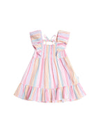 Huxbaby Rainbow Stripe Shirred Frill Dress