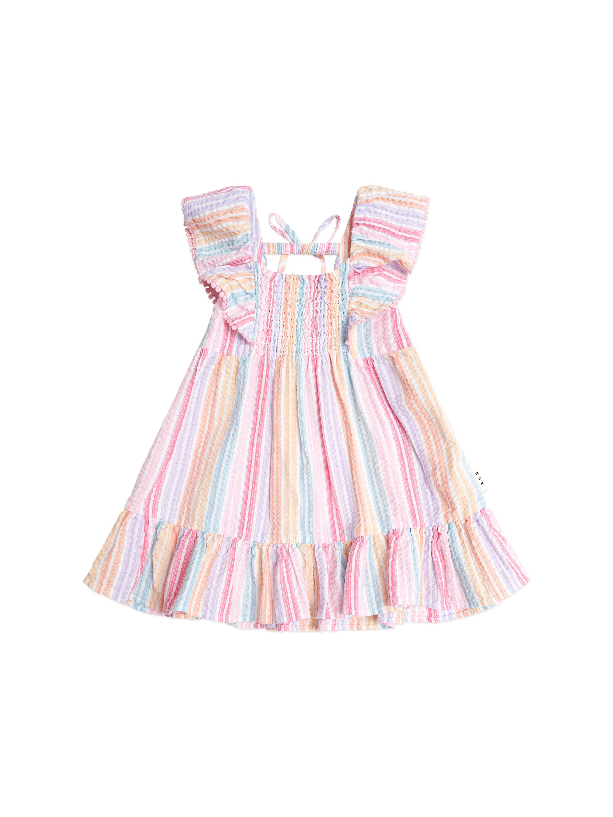 Huxbaby Rainbow Stripe Shirred Frill Dress