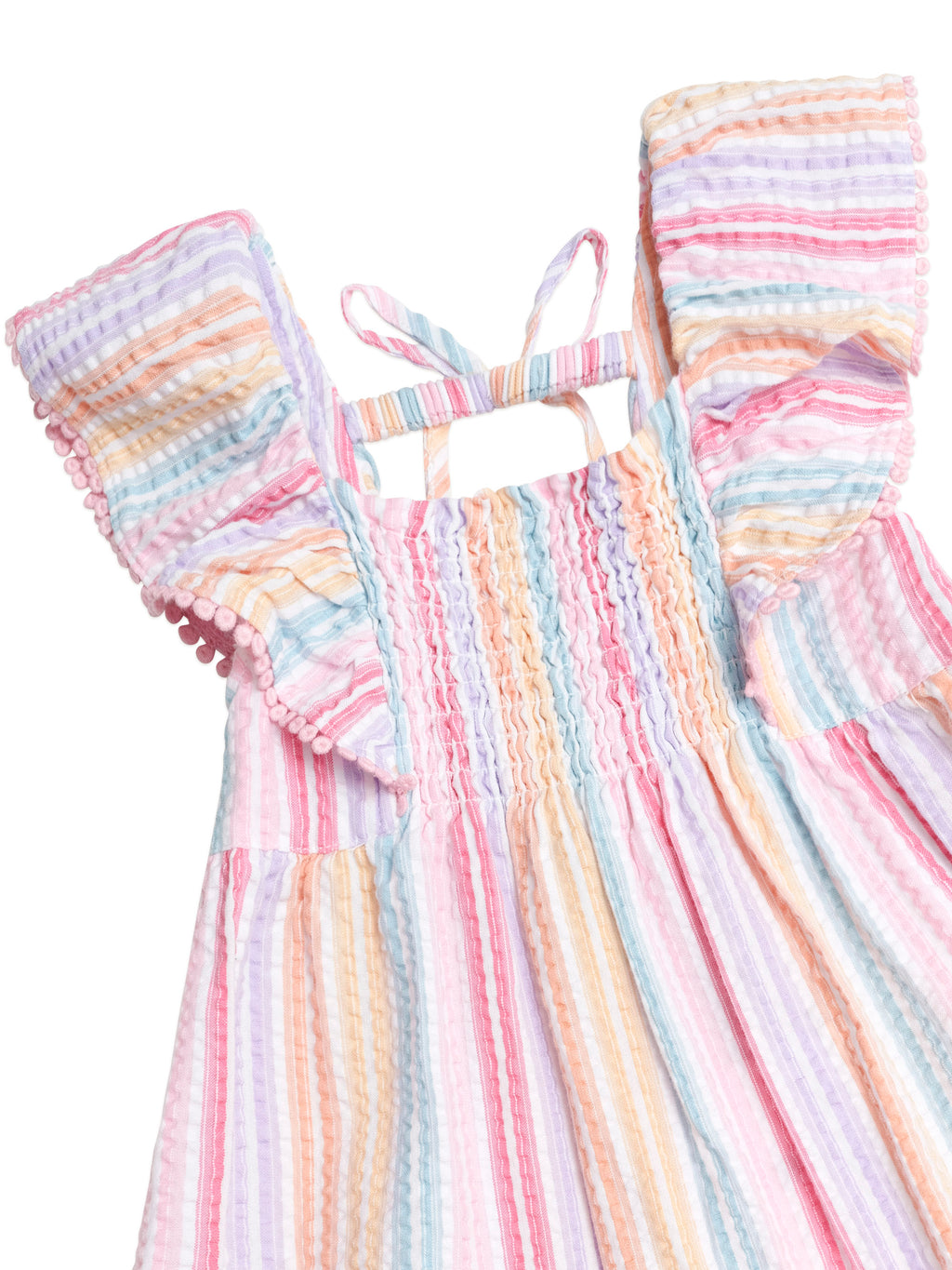 Huxbaby Rainbow Stripe Shirred Frill Dress