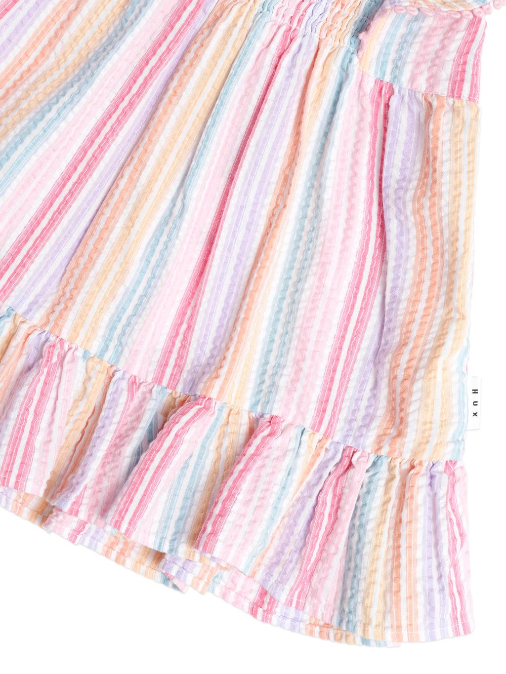 Huxbaby Rainbow Stripe Shirred Frill Dress