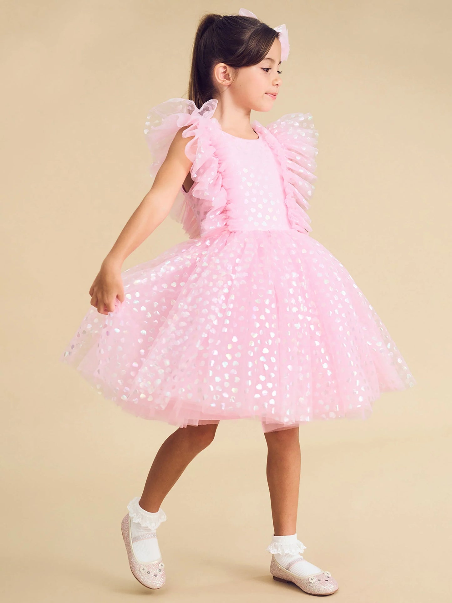 Huxbaby PRINCESS GLITTER HEARTS DRESS