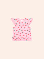 Huxbaby Strawberry Print Rib Peplum Tee