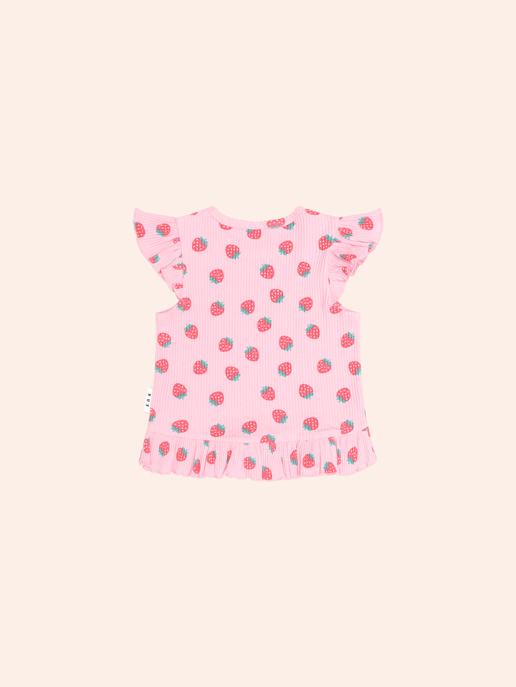 Huxbaby Strawberry Print Rib Peplum Tee