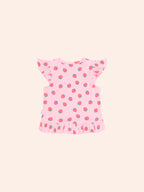 Huxbaby Strawberry Print Rib Peplum Tee
