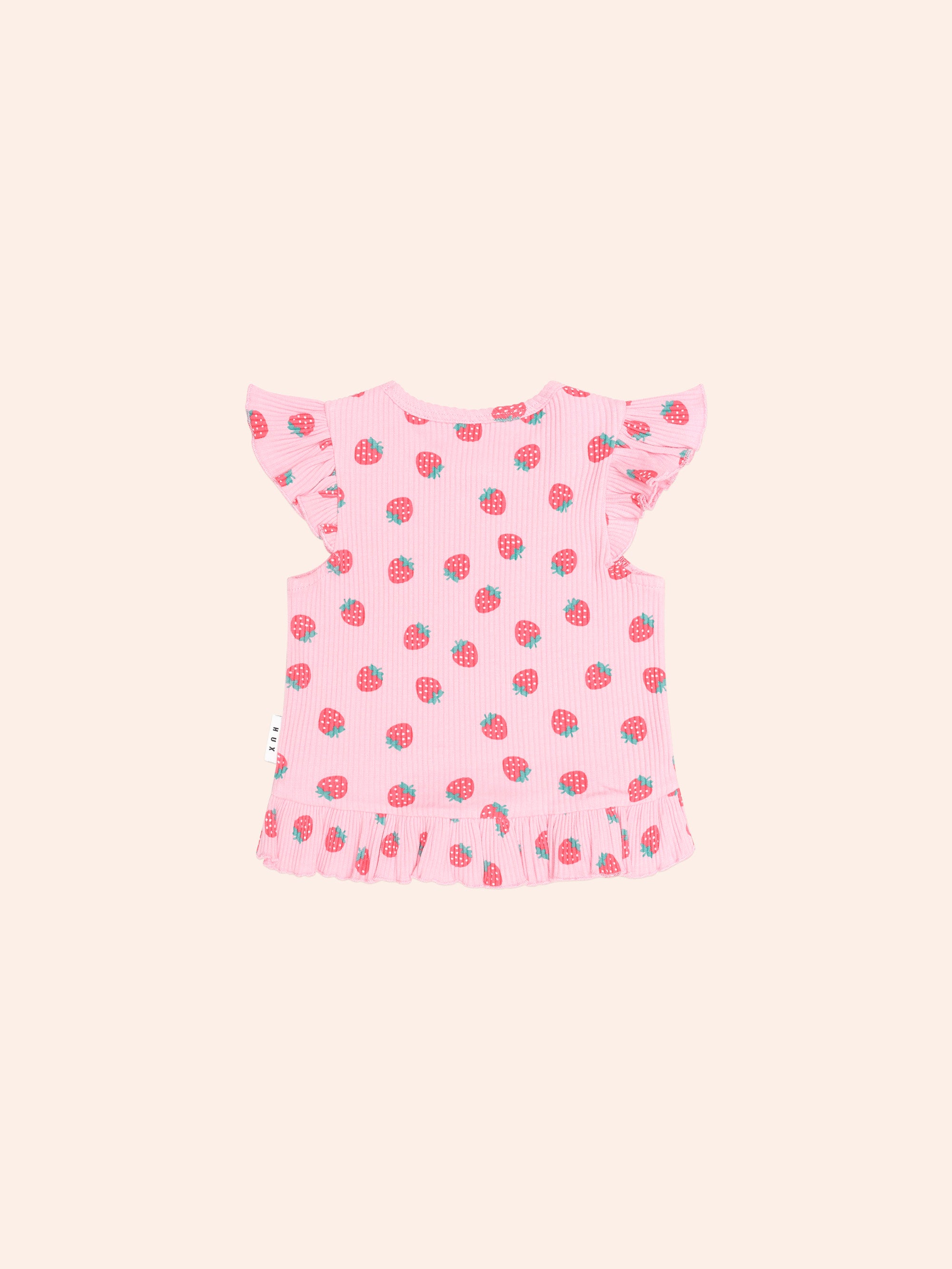 Huxbaby Strawberry Print Rib Peplum Tee