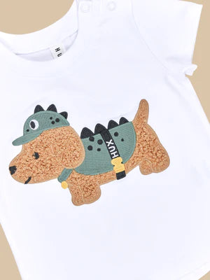 Huxbaby Dino Dog T-Shirt - White