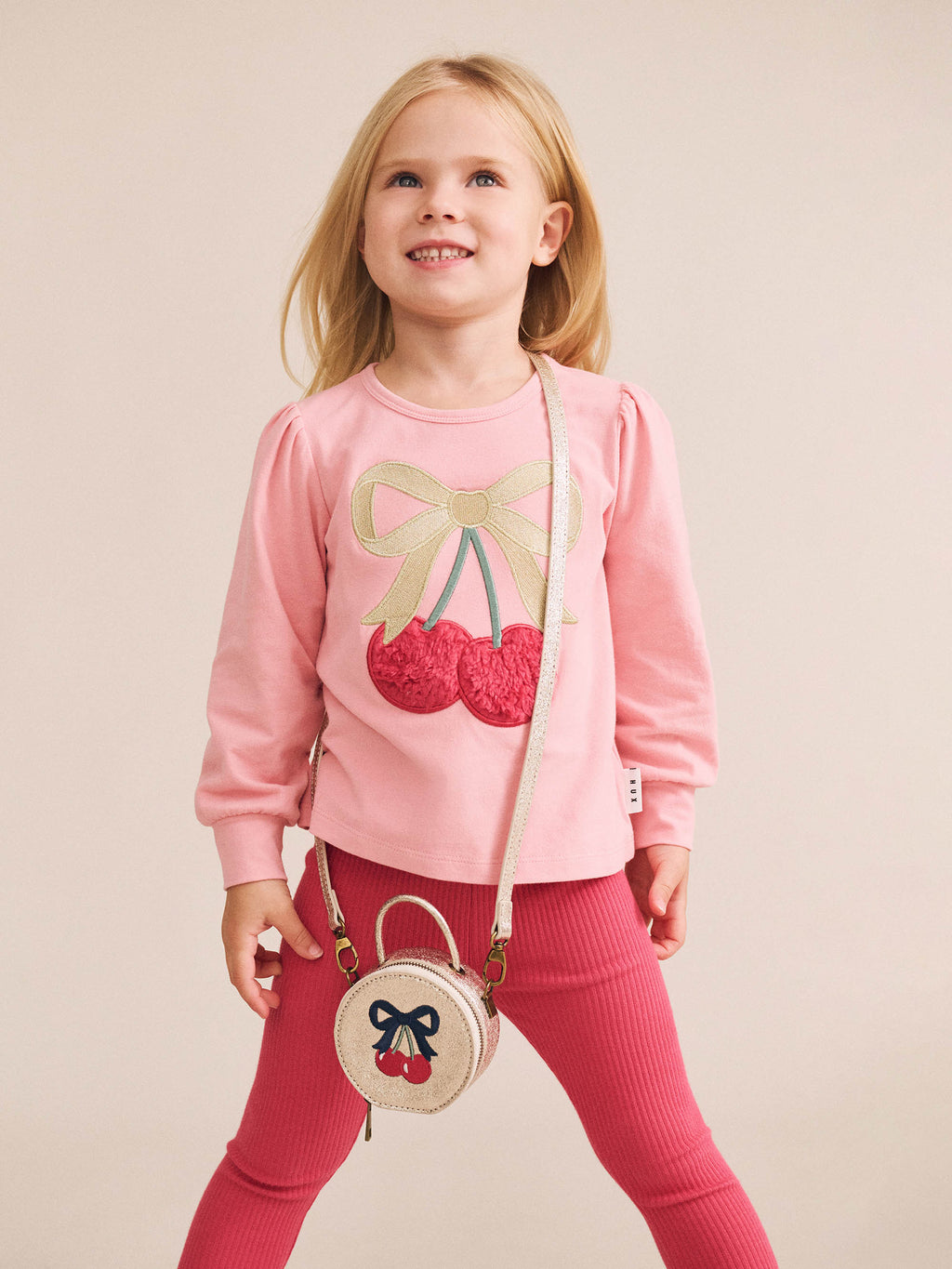 Huxbaby Cherry Bow Puff Sleeve Top