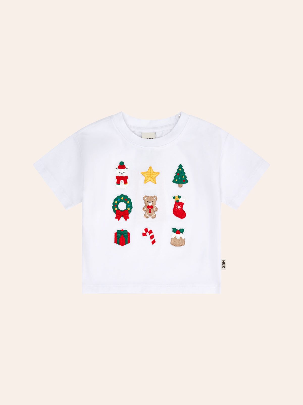 Huxbaby Xmas Time Embroidered Short Sleeve Tee