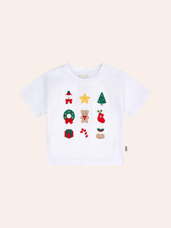 Huxbaby Xmas Time Embroidered Short Sleeve Tee