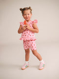 Huxbaby Strawberry Print Rib Bike Shorts