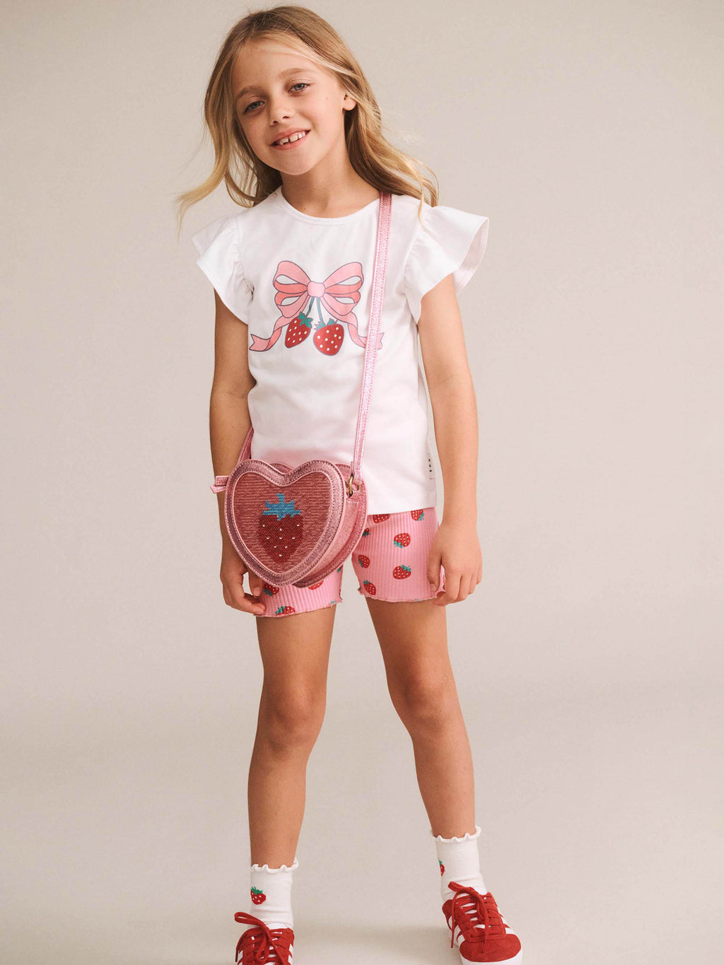Huxbaby Strawberry Print Rib Bike Shorts