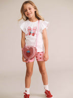 Huxbaby Strawberry Print Rib Bike Shorts