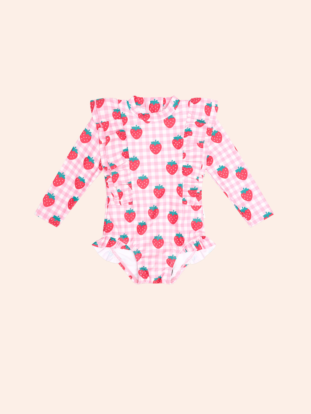 Huxbaby Strawberry Check Frill Swimsuit