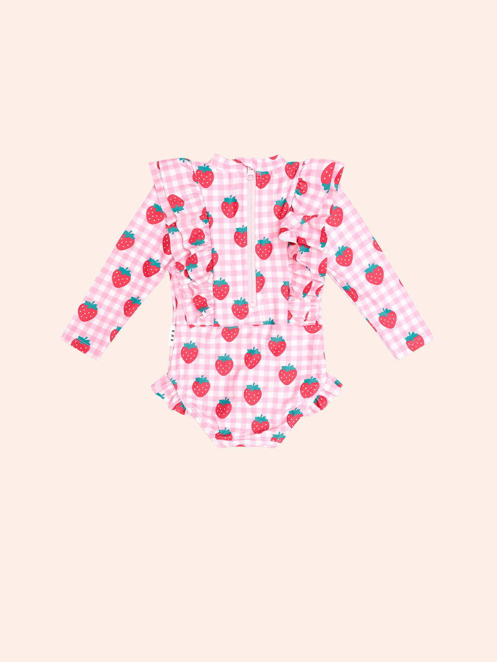 Huxbaby Strawberry Check Frill Swimsuit