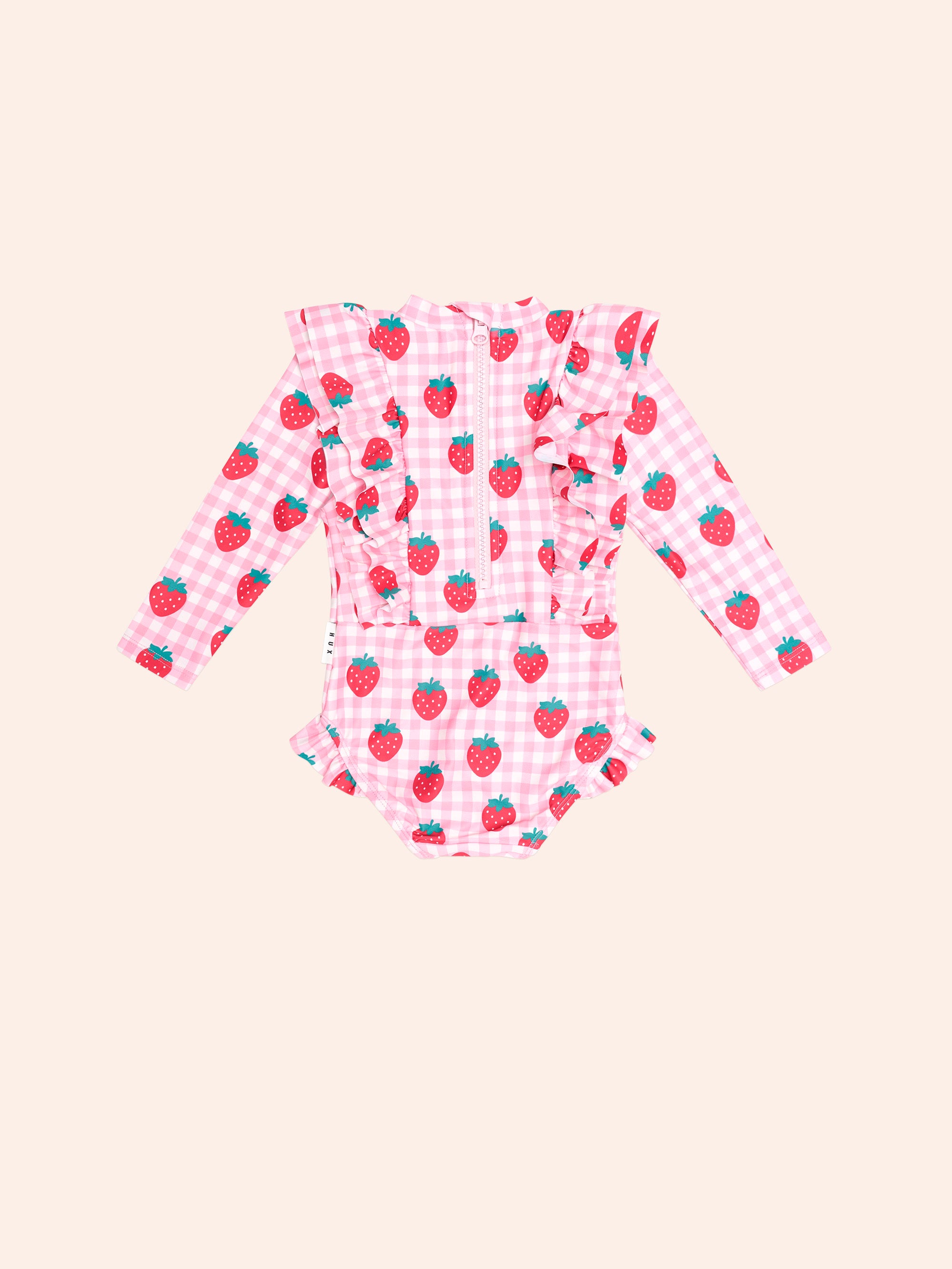 Huxbaby Strawberry Check Frill Swimsuit